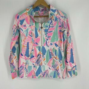 Lilly Pulitzer Shirt Out To Sea Print Skipper Popover
